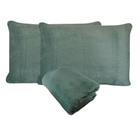 Kit Fronhas e Lençol com Elástico Queen Plush Microfibra Fleece Verde Arrumadinho Enxovais