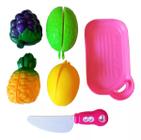 Kit frutinhas comidinha frutas de brinquedo infantil com tábua e faca de plástico