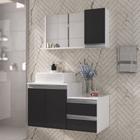 Kit gabinete banheiro completo - armário + cuba + espelheira cross 80cm branco/preto