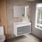 Kit Gabinete Banheiro Mdf com Pia Cuba + espelheira - Potenza - Riverzza