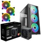 Kit Gabinete Gamer C3147 + Fonte 500w Pfca + Cooler com 3 Fans Rgb