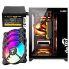 Kit Gabinete Gamer Clanm Grodd Suporta Water Cooler e 5 Ventoinhas Com Vidro Temperado + Fonte Atom 400W ATX + 3 Unid Fan Rgb Eurus