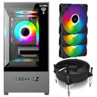 Kit Gabinete Gamer Megalon Mid Tower Suporta Até 5 Fans e Water Cooler + 3 Unid Cooler Fan Led Fixo 5 Cores 120mm + Air Cooler 92mm I30 Cooler Master - Clanm