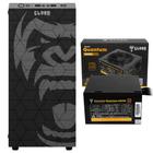 Kit Gabinete Gamer Megalon Mid Tower Suporta Até 5 Fans e Water Cooler e Com Vidro Temperado + Fonte Quantum 650W Bivolt ATX Silenciosa