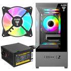 Kit Gabinete Gamer Megalon Suporta Até 5 Fans Cooler de Cpu e Com Vidro Temperado + Fonte Atom 400W ATX + 1 Unid Fan Rgb Eurus - Clanm