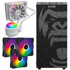 Kit Gabinete Gamer Zilla Clanm Suporta Water Cooler Com Vidro Temperado + 3 Unid Cooler Fan Led Fixo 5 Cores 120mm + Water Cooler Sangue Frio Argb 120mm Tdp 200W