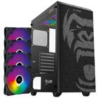 Kit Gabinete Gamer Zilla Mid Tower Com Vidro Temperado Suporta Water Cooler + 4 Unid Cooler Fan V.Ring 5.0 Full Halo 120mm Led Fixo 5 Cores - Clanm