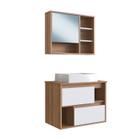 Kit Gabinete p/ Banheiro 60CM c/ Cuba e Espelheira Mel/Branco Versato Nova Móbile