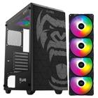 Kit Gabinete Zilla Gamer Mid Tower Suporta Até 6 Ventoinhas e Water Cooler + 4 Unid Ventoinhas V.Ring Com Led Fixo 5 Cores 120mm - Clanm