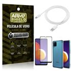 Kit Galaxy M12 Cabo USB Tipo C 2m + Capa Anti Impacto + Película Vidro 3D - Armyshield
