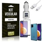 Kit Galaxy M12 Carregador Veicular Tipo C + Capa Anti Impacto + Película Vidro 3D - Armyshield