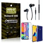 Kit Galaxy M21s Fone Extreme + Capa Anti Impacto + Película 3D - Armyshield