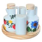 Kit Galheteiro 5 pçs - Porcelana decorada - Antilope Decor Porcelanas