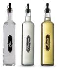 Kit Galheteiros De Vidro 500ml Redondo 3 Peças(Azeite/Vinagre/Óleo) Com Bico Dosador