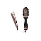 Kit gama keration bivolt - escova modeladora stylish brush + prancha elegance led