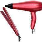 KIT GAMA NEW LUMINA RED - SECADOR PROFISSIONAL 3D 2200W 127V + PRANCHA CERAMIC ION 220ºC