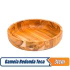 Kit Gamela Grande Redonda Churrasco Teca Rústica 23cm + 31cm