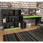 Kit Gamer B28 com Mesa e Estante com 6 Nichos - Preto/Verde - Emovell