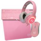 Kit Gamer Dazz Série M Teclado ABNT2 + Mouse 4000 DPI + Headset USB + Mousepad 36x28cm - Rosa/Cinza