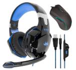 Kit Gamer Headset fone de Ouvido c/Microfone Led + Mouse Optico Ergonômico 7 Botoes 1200 a 4800 Dpi Led RGB Estilo rainbow - Knup