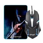 Kit Gamer Mouse LED Rgb fio USB Scroll 3 Botões Mousepad Speed Antiderrapante Borda Costurada Estampado