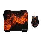 Kit Gamer Mouse Multi 3200DPI 8 Botões Preto e Laranja com LED e Mousepad Incluso - MO256