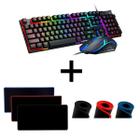 Kit gamer mouse teclado semi mecânico rainbow rgb + mousepad