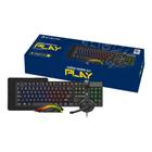 Kit Gamer Play Bluecase, Teclado ABNT2, Mouse 2400 DPI, Headset 40mm, Mousepad, LED Rainbow