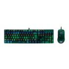 Kit gamer redragon s108 dark green - teclado mecânico, rainbow, switch outemu blue, ansi + mouse rgb camuflado