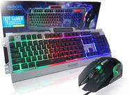 Kit Gamer Teclado e Mouse Semi-Mecânico LED BK-G3000 - Prata - Exbom