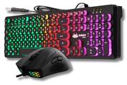 Kit Gamer Teclado Full Size 107 Teclas Redondas Tipo Chocolate/Chiclete Led RGB e Mouse Ergonomico Colmeia 7 Botões 7200 Dpi Sensor A725F Led RGB