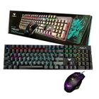 Kit Gamer Teclado Mecânico E Mouse 2400 DPI Luminoso Led RGB T640 Aula Ergonômico