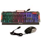 Kit Gamer Teclado + Mouse Led Metal ABNT Semi-Meca - EXBOM