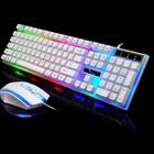 Kit Gamer Teclado Semi Mecânico Com Led + Mouse Gamer Optico Dpi 2400 3 Botões Branco