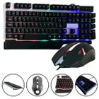 Kit Gamer Teclado Semi Mecânico e Mouse LED RGB Preto USB - ATENA