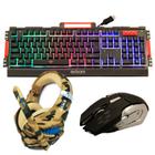 Kit Gamer Teclado Semi-Mecânico + Mouse + Headset Fone Mic