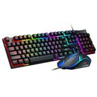 Kit gamer teclado semi mecânico + mouse led rainbow rgb usb