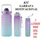 Kit Garrafa De Água Escolar Squeeze Motivacional Adesivo Top