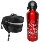 Kit Garrafa Squeeze 500ml Sonhos + Bolsa De Selim 2 Litros