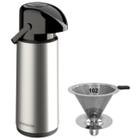 Kit Garrafa térmica 1,8 Litros Inox Verona + Coador de Inox Filtro de café Permanente Unitermi