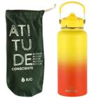 KIT Garrafa Térmica Arell Straw Flask 946ml Inox com parede dupla e Saquinho RJC 100% algodão