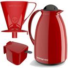 Kit Garrafa Termica Café Prático com Açucareiro com Colher e Suporte para Filtro