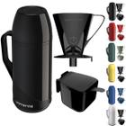 Kit Garrafa Térmica Roma 1 Litro Com Suporte para Filtro de Café 102 e 103 Açucareiro 350 ML
