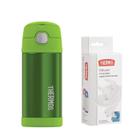 Kit Garrafa Térmica Thermos Orlando+Kit 2 Refil Canudo F401