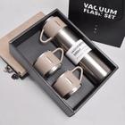 Kit Garrafa Térmica Vacuum Flask Set - Inox 500ml + 3 Xícaras Bebidas Fria ou Quente Barato