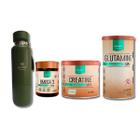 Kit Garrafa Termica Verde + Creatina Creapure 300gr + Omega 120caps Tg Ultra Concentrado Selo Ifos + Glutamina 500gr - Nutrify - NUTRIVALE