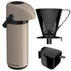 Kit Garrafa Térmica Verona 1 Litro Suporte para Filtro de Café e Açucareiro 350 ML Unitermi - Untermi