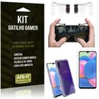 Kit Gatilho Gamer Galaxy A30S Gatilho + Capa Anti Impacto + Película Vidro - Armyshield