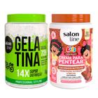 Kit Gelatina Salon Line todecacho Super Definição 1Kg E Creme Para Pentear Salon Line Chocolate Kids Cachinhos Nutridos 1kg