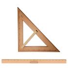 Kit Geométrico do Professor Mdf Com Régua 1 Metro e Esquadro Em MDF 45 Graus